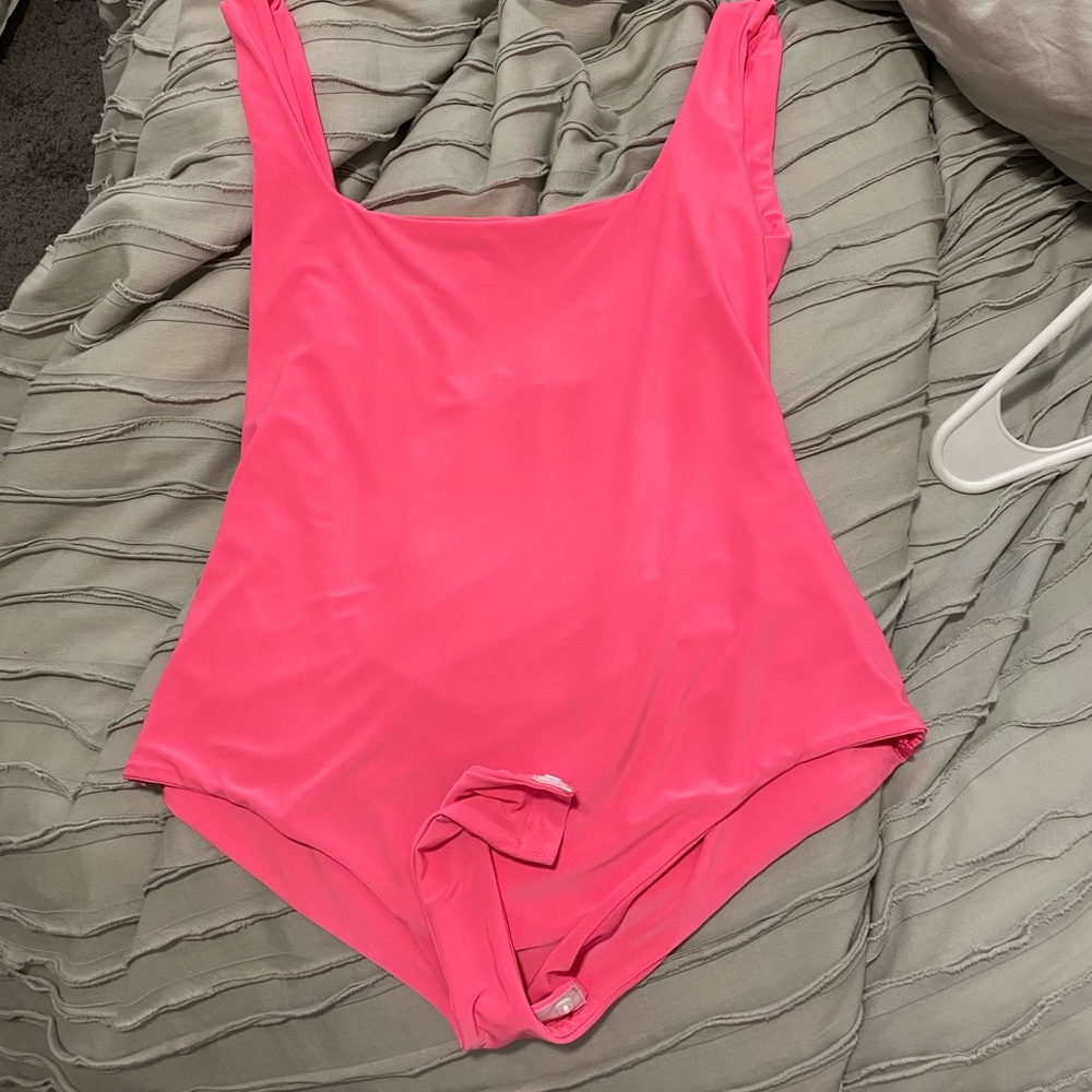 neon pink body suit from pretty little thing